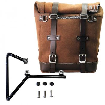 Waxed suede side pannier Scram 22L-30L + Subframe husqvarna svartpilen 701