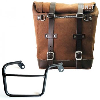 Waxed suede side pannier Scram 22L-30L + Right Subframe Mash