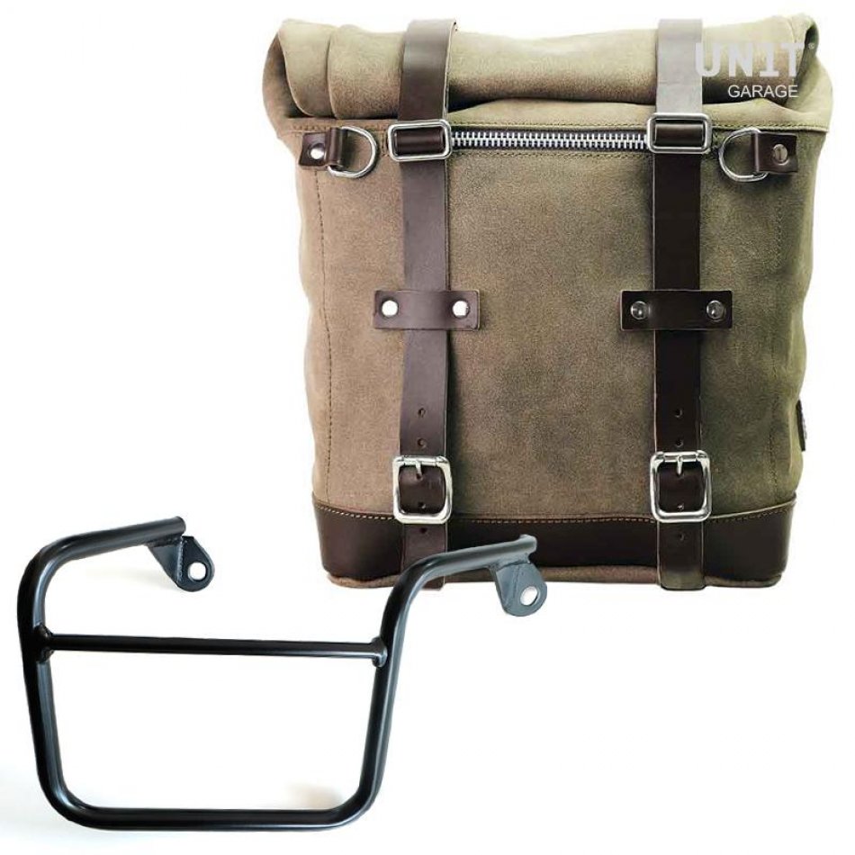 Waxed suede side pannier Scram 22L-30L + Right Subframe Mash