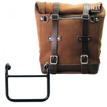 Waxed suede side pannier Scram 22L-30L + Subframe R18 for Straight pipe exhaust