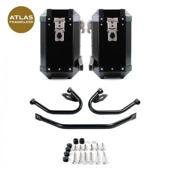 Pair of Atlas Frameless Aluminum panniers 40L+40L + Attachment system for BMW R1300GS Frameless panniers