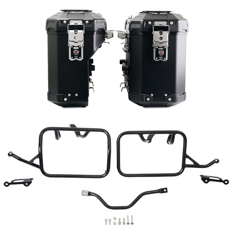 Pair of Atlas aluminium bags 39L+32L + Subframes for aluminum side panniers Atlas BMW R12 G/S