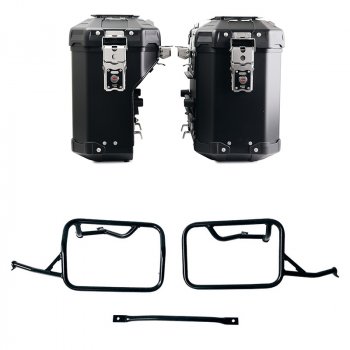 Pair of Atlas aluminium bags 39L+32L + Subframes for aluminum side panniers Atlas BMW R12 NineT