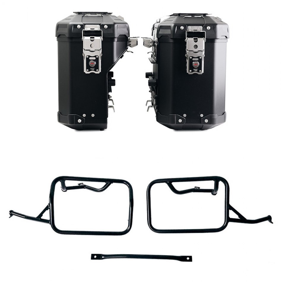Pair of Atlas aluminium bags 39L+32L + Subframes for aluminum side panniers Atlas BMW R12 NineT