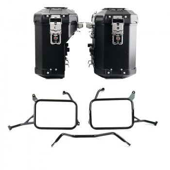 Pair of Atlas aluminium bags 39L+32L + Inox Subframes for Atlas aluminum side panniers Yamaha Ténéré 700
