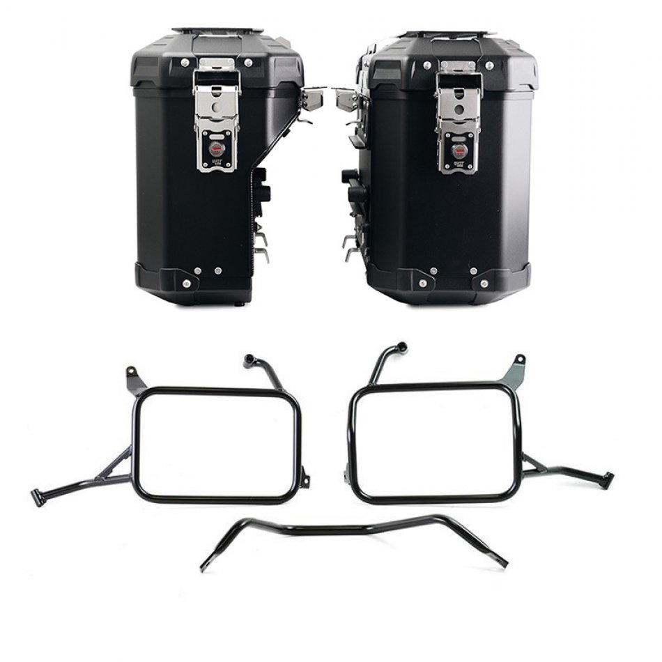 Pair of Atlas aluminium bags 39L+32L + Inox Subframes for Atlas aluminum side panniers Yamaha Ténéré 700
