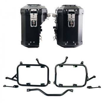 Pair of Atlas aluminium bags 39L+32L + Subframes for aluminum side panniers Atlas BMW R1300GS
