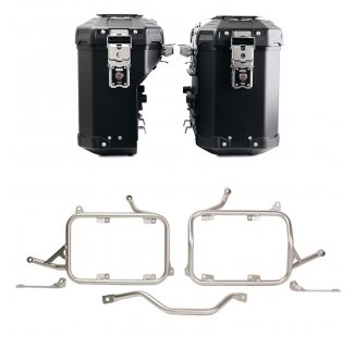 Pair of Atlas aluminium bags 39L+32L + Subframes for aluminum side panniers Atlas BMW R1300GS