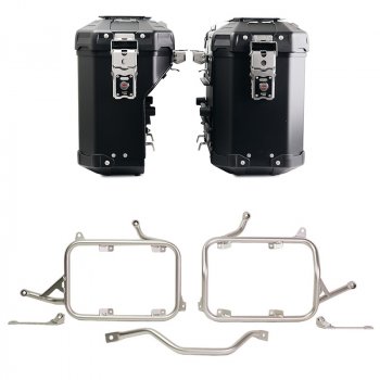Pair of Atlas aluminium bags 39L+32L + Subframes for aluminum side panniers Atlas BMW R1300GS