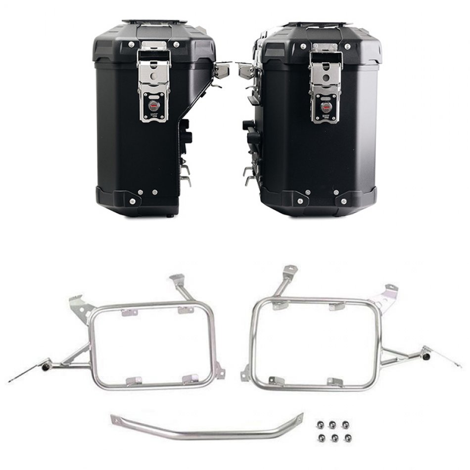 Pair of Atlas aluminium bags 39L+32L + Subframes for aluminum side panniers Atlas R1200GS LC - R1250GS & ADV