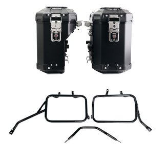 Pair of Atlas aluminium bags 39L+32L + Subframes for aluminum side panniers Atlas for Triumph Tracker 400