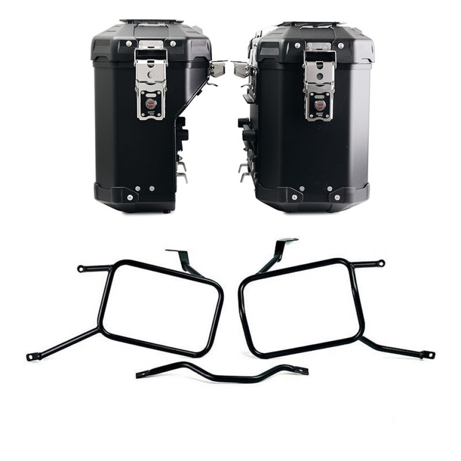 Pair of Atlas aluminium bags 39L+32L + Triumph Street Scrambler frames for Atlas aluminum side panniers