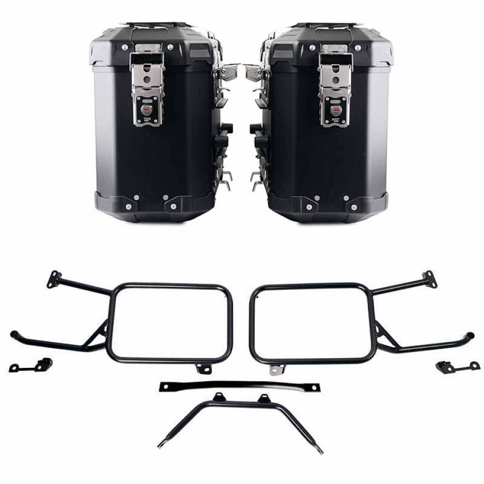 Pair of Atlas aluminium bags 39L+39L + Subframes for aluminum side panniers Moto Guzzi Stelvio (2024 until now)
