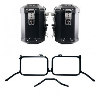 Pair of Atlas aluminium bags 39L+39L + Subframes for aluminum side panniers Royal Enfield Himalayan 450 for original exhaust (2024 until now)