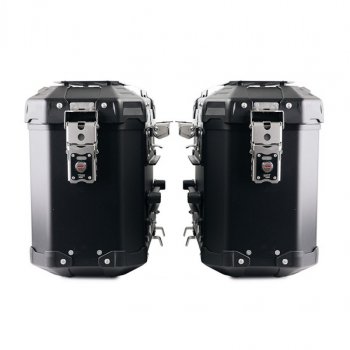 Pair of Atlas aluminium bags 39L+39L + Subframes for aluminum side panniers Atlas Triumph Bonneville T120