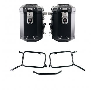 Pair of Atlas aluminium bags 39L+39L + Subframes for aluminum side panniers Atlas Triumph Bonneville T120