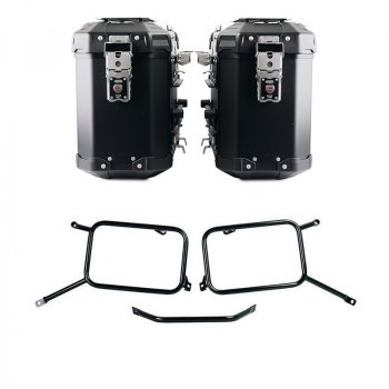 Pair of Atlas aluminium bags 39L+39L + Subframes for aluminum side panniers Atlas Triumph Bonneville T120