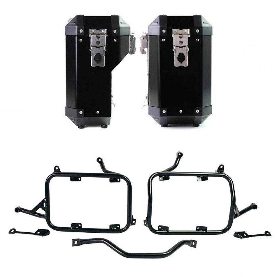 Pair of aluminium Panniers Atlas 40L+34L + Subframes for aluminum side panniers Atlas BMW R1300GS