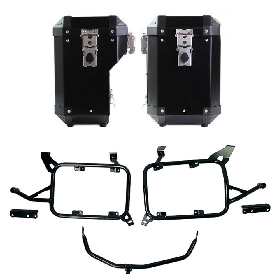 Pair of aluminium Panniers Atlas 47L+41L with BMW F900GS ADV frame
