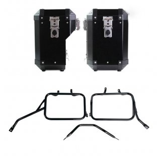 Pair of aluminium Panniers Atlas 47L+41L + Subframes for aluminum side panniers Atlas for Triumph Speed 400 & Scrambler 400 X