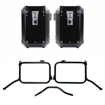 Pair of aluminium Panniers Atlas 47L+41L with Subframes Royal Enfield Himalayan 450 for original exhaust (2024 until now)