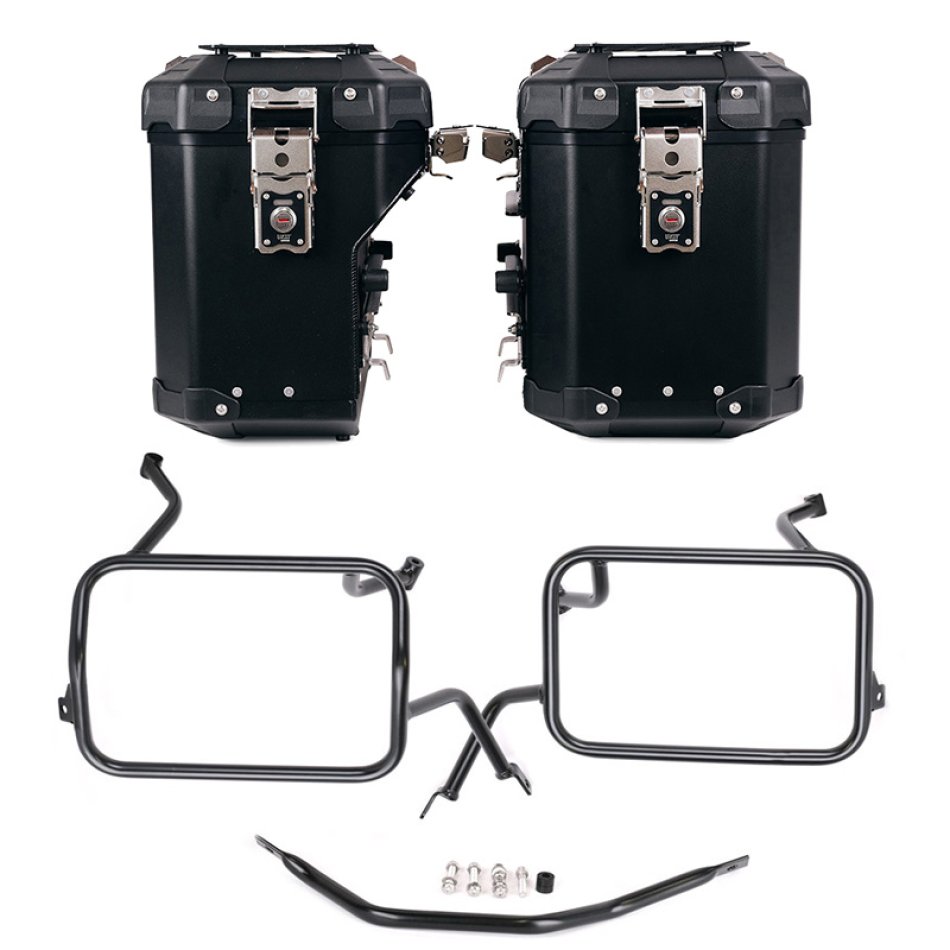 Pair of Atlas aluminium bags 48L+41L + Subframes for aluminum side panniers Atlas BMW F450GS