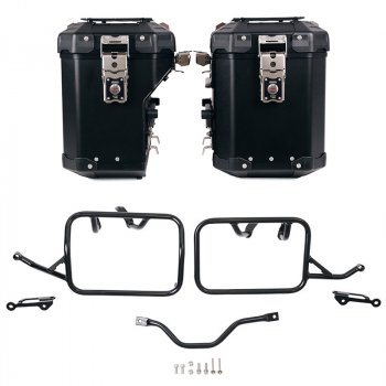 Pair of Atlas aluminium bags 48L+41L + Subframes for aluminum side panniers Atlas BMW R12 G/S