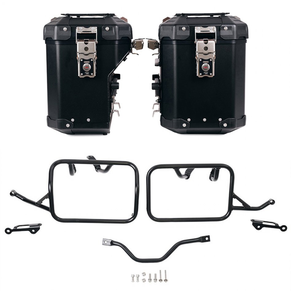 Pair of Atlas aluminium bags 48L+41L + Subframes for aluminum side panniers Atlas BMW R12 G/S