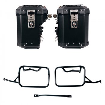 Pair of Atlas aluminium bags 48L+41L + Subframes for aluminum side panniers Atlas BMW R12 NineT