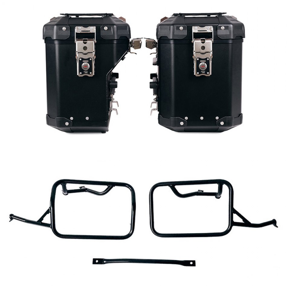 Pair of Atlas aluminium bags 48L+41L + Subframes for aluminum side panniers Atlas BMW R12 NineT
