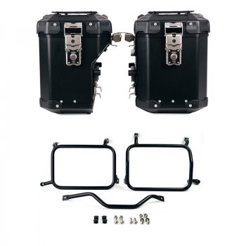Pair of Atlas aluminium bags 48L+41L + Subframes for Atlas aluminum side panniers HD Pan America