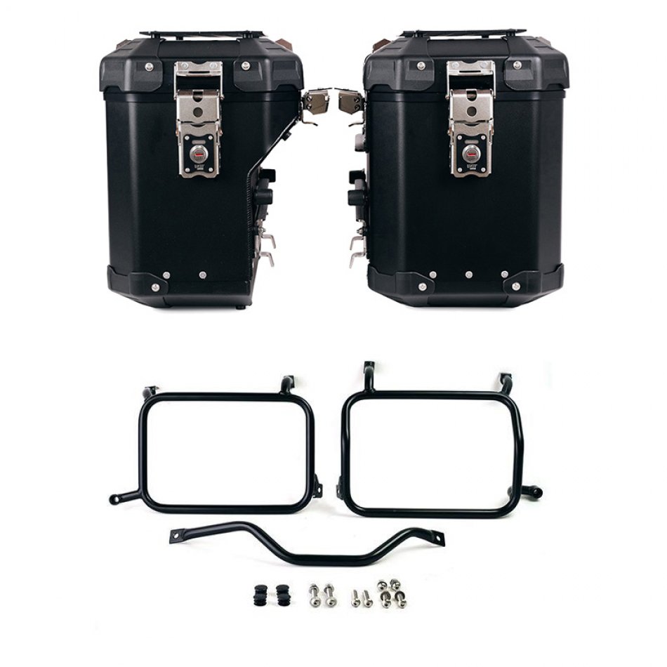 Pair of Atlas aluminium bags 48L+41L + Subframes for Atlas aluminum side panniers HD Pan America