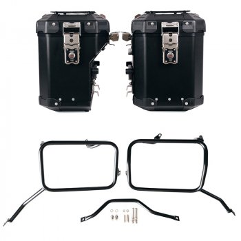 Pair of Atlas aluminium bags 48L+41L + Subframes for aluminum side panniers Atlas Triumph Scrambler 1200 X (2024 until now)