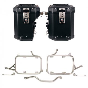 Pair of Atlas aluminium bags 48L+41L + Subframes for aluminum side panniers Atlas BMW R1300GS