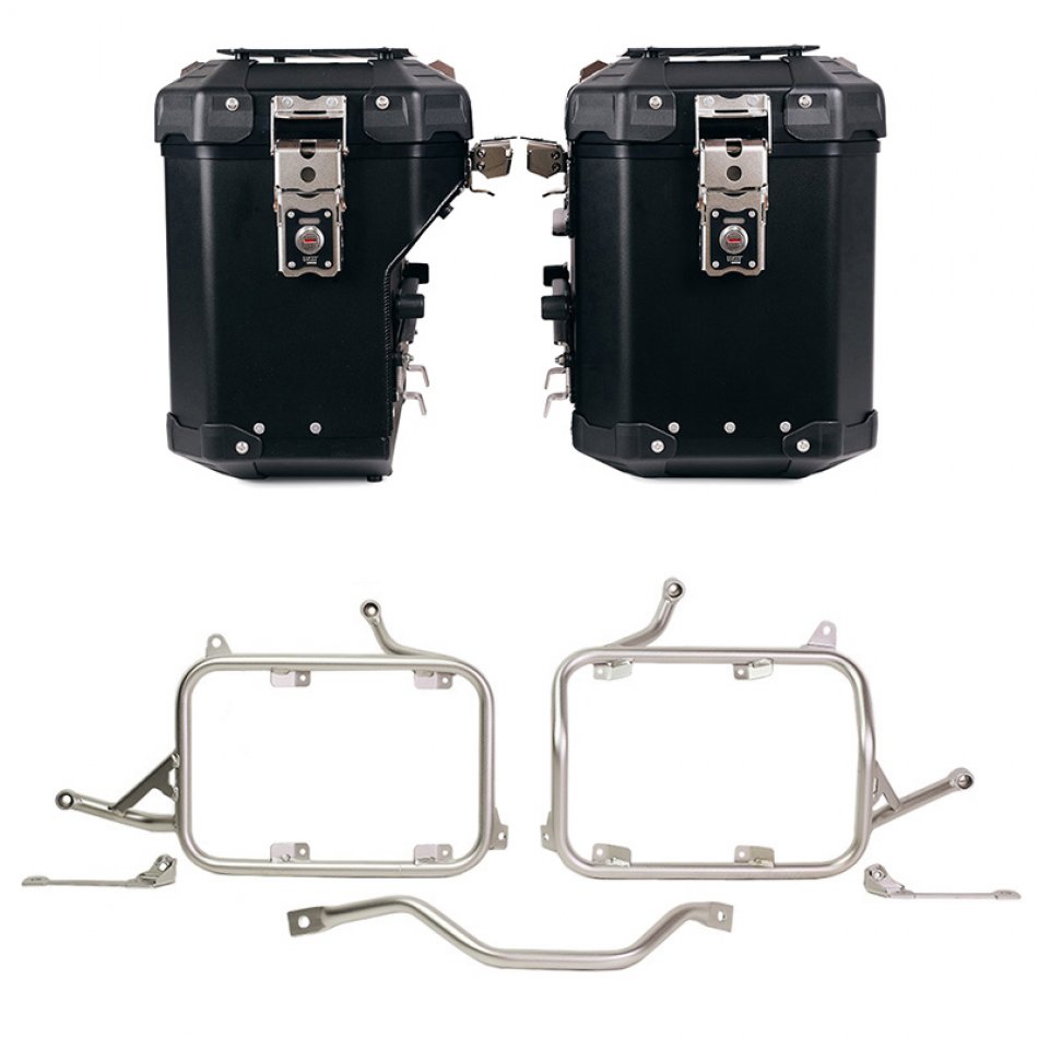 Pair of Atlas aluminium bags 48L+41L + Subframes for aluminum side panniers Atlas BMW R1300GS