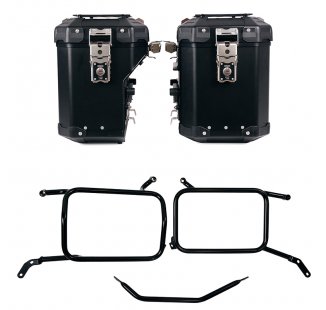 Pair of Atlas aluminium bags 48L+41L + Inox Subframe for Aluminium side panniers Moto Guzzi V85 TT (2024 until now)