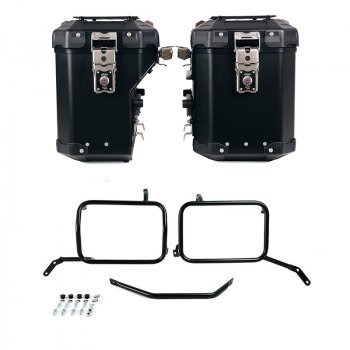 Pair of Atlas aluminium bags 48L+41L + Subframe for Aluminium side panniers Moto Guzzi V85TT