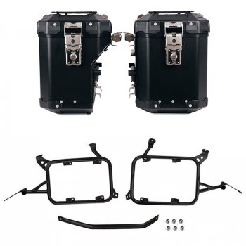 Pair of Atlas aluminium bags 48L+41L + Subframes for aluminum side panniers Atlas R1200GS LC - R1250GS & ADV