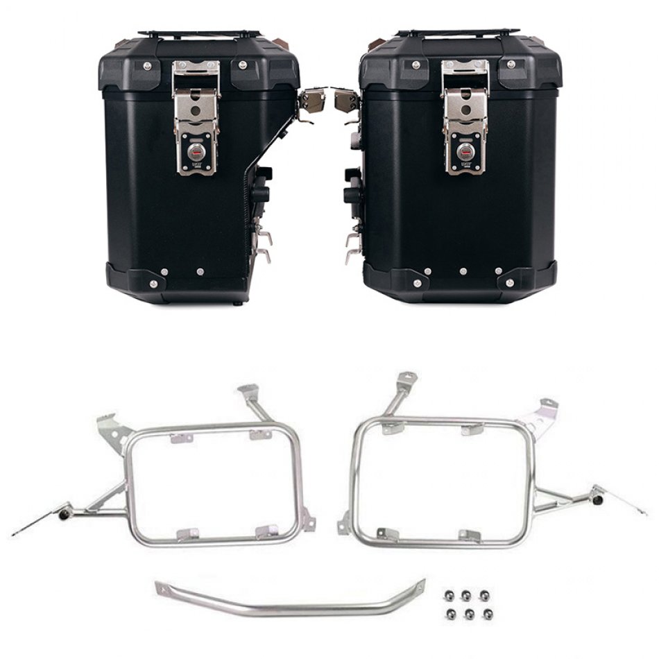 Pair of Atlas aluminium bags 48L+41L + Subframes for aluminum side panniers Atlas R1200GS LC - R1250GS & ADV