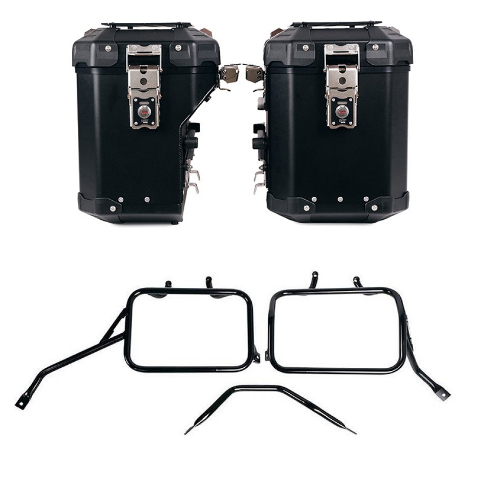 Pair of Atlas aluminium bags 48L+41L + Subframes for aluminum side panniers Atlas for Triumph Scrambler 400 X