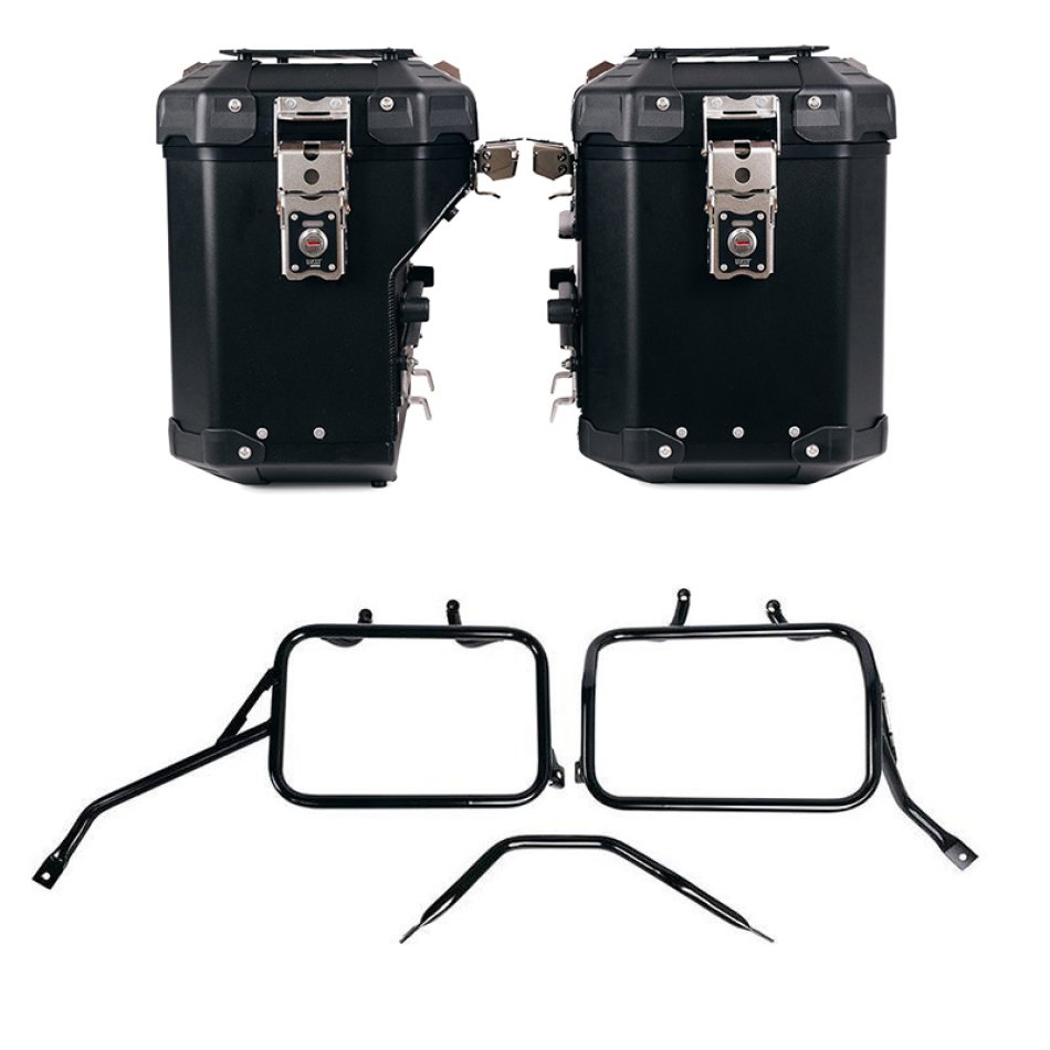 Pair of Atlas aluminium bags 48L+41L  + Subframes for aluminum side panniers Atlas for Triumph Tracker 400