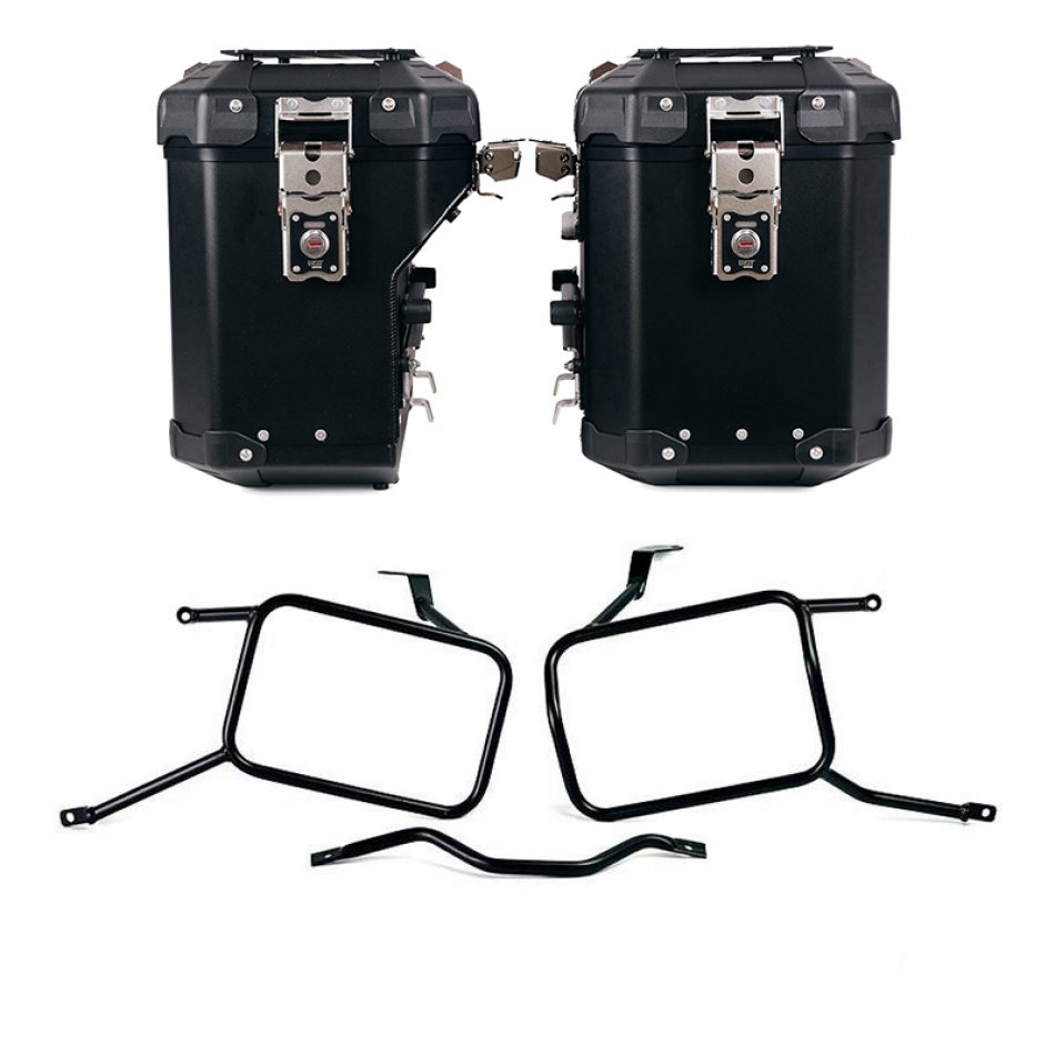 Pair of Atlas aluminium bags 48L+41L + Triumph Street Scrambler frames for Atlas aluminum side panniers
