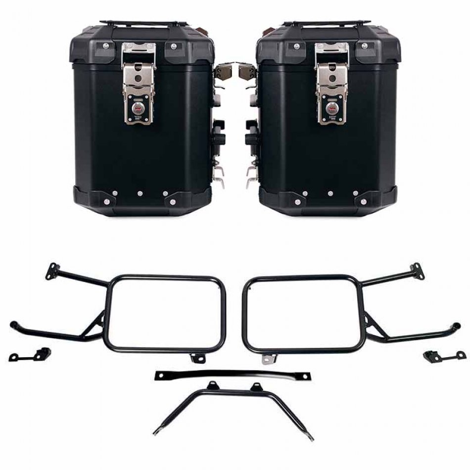 Pair of Atlas aluminium bags 48L+48L  + Subframes for aluminum side panniers Moto Guzzi Stelvio (2024 until now)