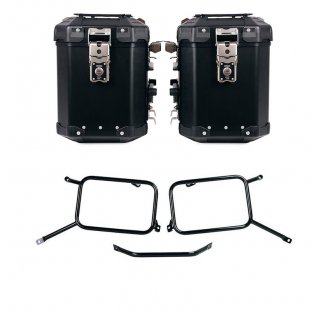 Pair of Atlas aluminium bags 48L+48L  + Subframes for aluminum side panniers Atlas Triumph Bonneville T120