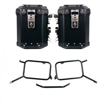 Pair of Atlas aluminium bags 48L+48L  + Subframes for aluminum side panniers Atlas Triumph Bonneville T120