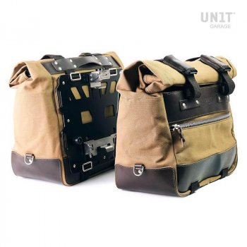 Pair of Cult side bags in Canvas 40L - 50L + Pair of aluminum plates