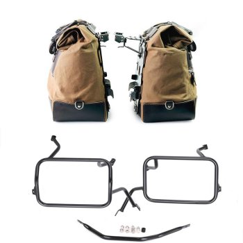 Pair of Cult side bags in Canvas 40L - 50L + Pair of aluminum plates + Subframes for aluminum side panniers Atlas BMW F450GS