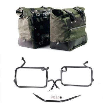 Pair of Cult side bags in Canvas 40L - 50L + Pair of aluminum plates + Subframes for aluminum side panniers Atlas BMW F450GS