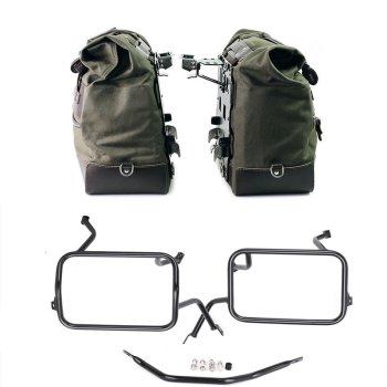 Pair of Cult side bags in Canvas 40L - 50L + Pair of aluminum plates + Subframes for aluminum side panniers Atlas BMW F450GS