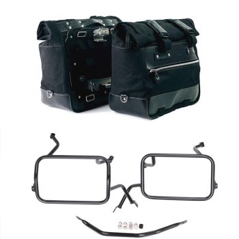 Pair of Cult side bags in Canvas 40L - 50L + Pair of aluminum plates + Subframes for aluminum side panniers Atlas BMW F450GS